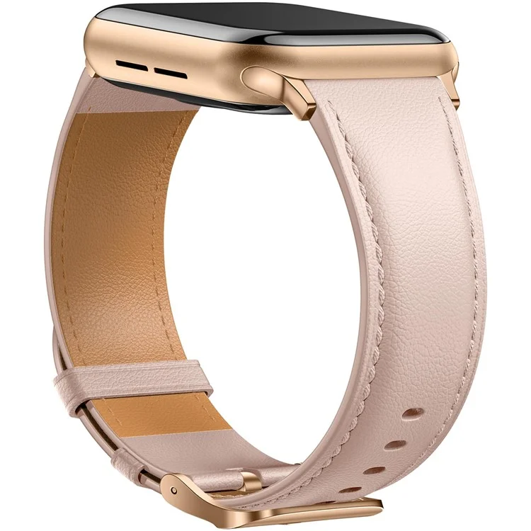 Bracelet en cuir pour Apple Watch Séries 10 9 8 7 SE 6 5 4 3 2 1 42 mm 41 mm 40 mm 38 mm avec boucle électroplaquée et queue pointue - Rose / Or rose