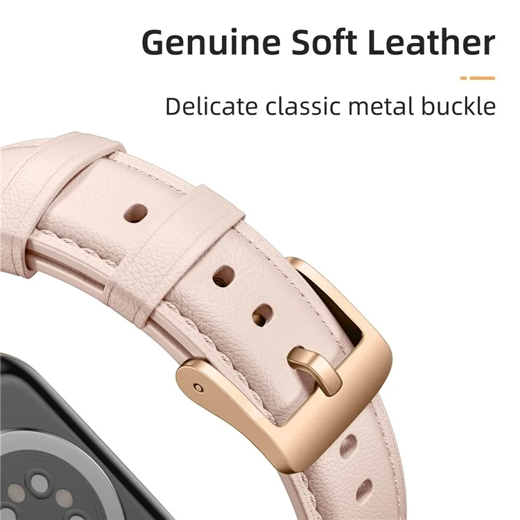 Bracelet en cuir pour Apple Watch Séries 10 9 8 7 SE 6 5 4 3 2 1 42 mm 41 mm 40 mm 38 mm avec boucle électroplaquée et queue pointue - Rose / Or rose