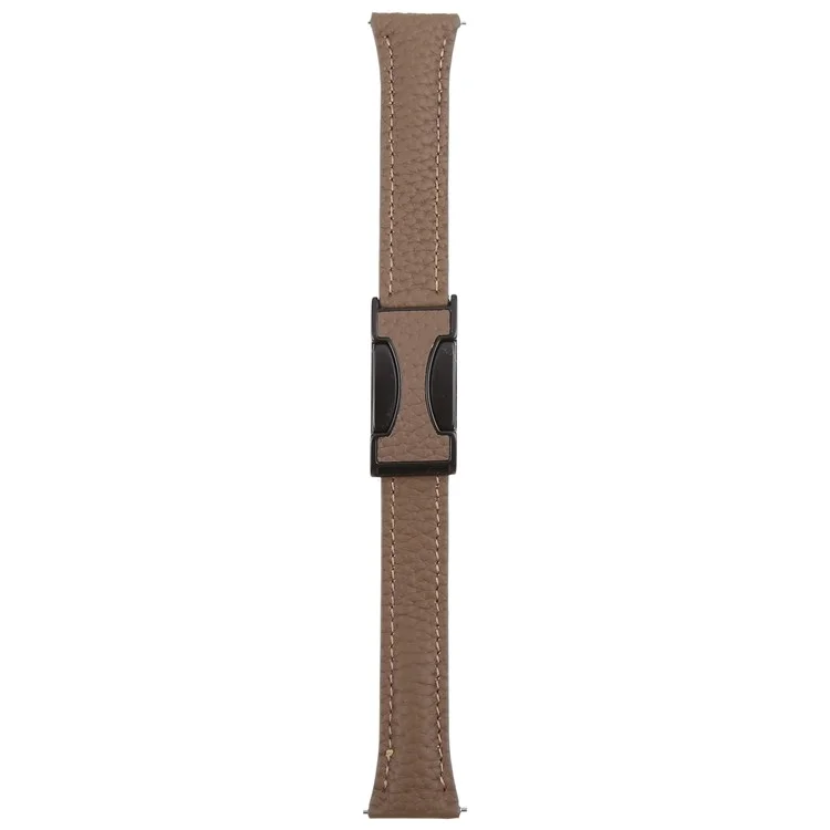 18-миллиметровый ремешок из натуральной кожи коровы для Garmin Venu 3S / Forerunner 265S / Forerunner 255S с текстурой личи и магнитной пряжкой - Песочный