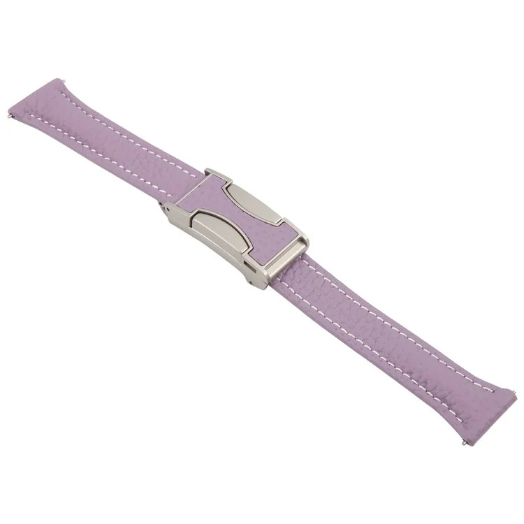 Cinturino in vera pelle di mucca da 22 mm per Huawei Watch GT 5 Pro 46 mm / GT 5 46 mm / GT 4 46 mm, texture a litchi, fibbia magnetica - Viola