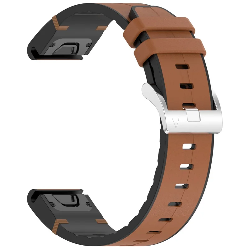 Correa para reloj de 26 mm para Garmin Enduro 3 / Fenix 8 51 mm / Instinct 2X de cuero recubierto de silicona con longitud ajustable - Marrón