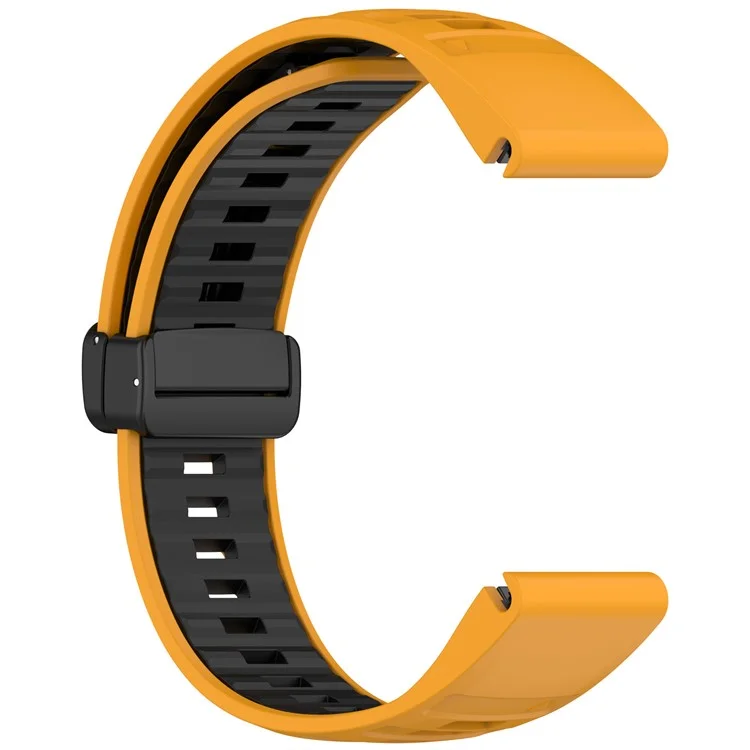 Pulseira de relógio de 22 mm para Garmin Fenix 8 47 mm / Fenix E 47 mm / Quatix 7 Pro, com fivela dobrável magnética e respirável de silicone - Laranja+Preto