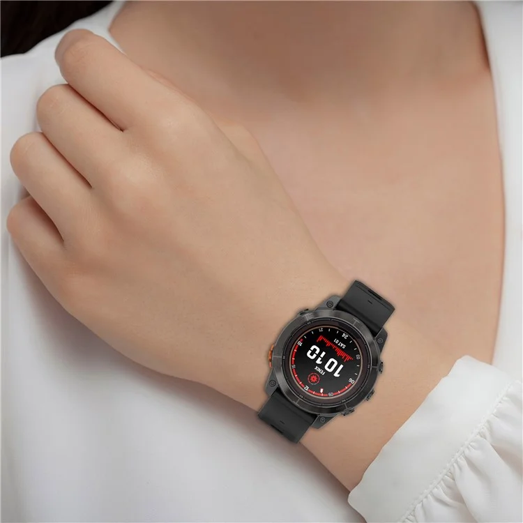 Pulseira de relógio de 22 mm para Garmin Fenix 8 47 mm / Fenix E 47 mm / Quatix 7 Pro, com fivela dobrável magnética e respirável de silicone - Laranja+Preto