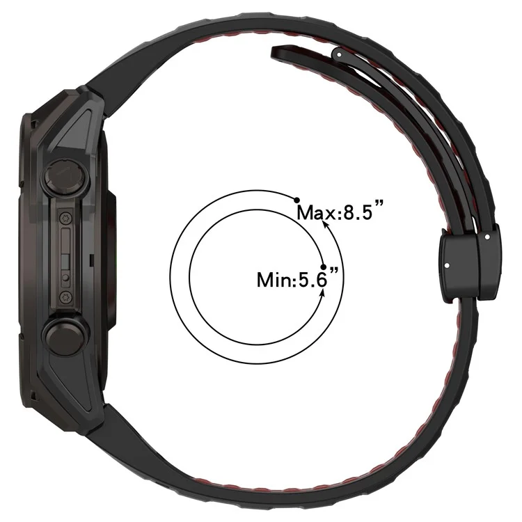 Pulseira de relógio de 22 mm para Garmin Fenix 8 47 mm / Fenix E 47 mm / Quatix 7 Pro, com fivela dobrável magnética e respirável de silicone - Laranja+Preto