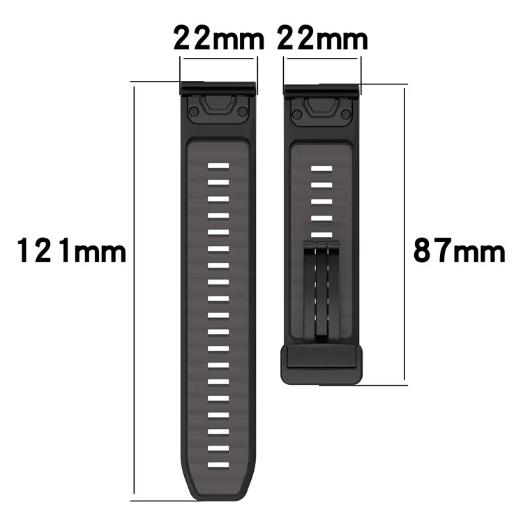 Pulseira de relógio de 22 mm para Garmin Fenix 8 47 mm / Fenix E 47 mm / Quatix 7 Pro, com fivela dobrável magnética e respirável de silicone - Laranja+Preto
