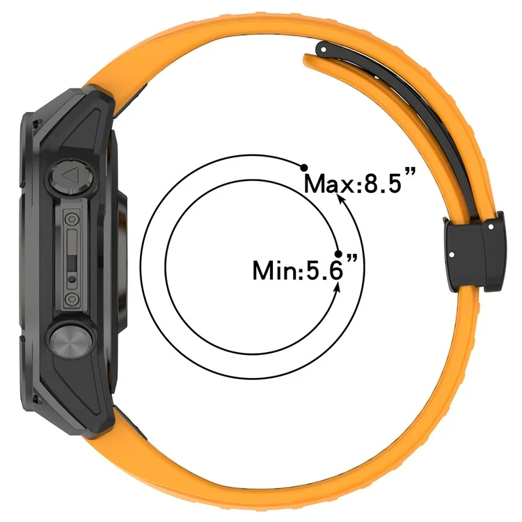 Cinturino per orologio da 20 mm per Garmin Fenix 8 43 mm / Descent MK3i / Fenix 7S, cinturino in silicone traspirante con chiusura magnetica pieghevole - Arancione+Nero