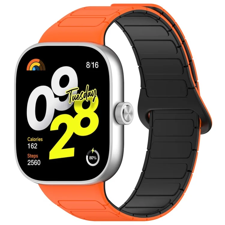 Сменный силиконовый ремешок для часов Redmi Watch 5 с обратной пряжкой и магнитным браслетом - Оранжевый+Черный