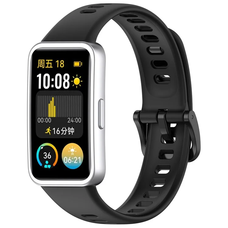 Silicone Watch Strap for Huawei Band 9 NFC  /  9  /  8 NFC  /  8 Adjustable Replacement Wrist Band - Black