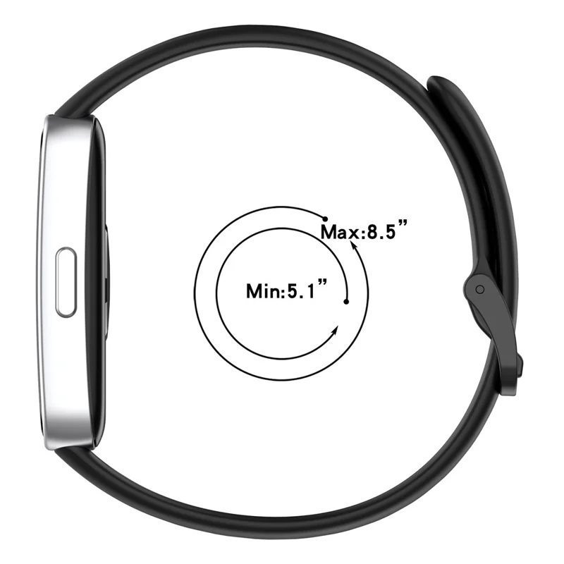 Silicone Watch Strap for Huawei Band 9 NFC  /  9  /  8 NFC  /  8 Adjustable Replacement Wrist Band - Black