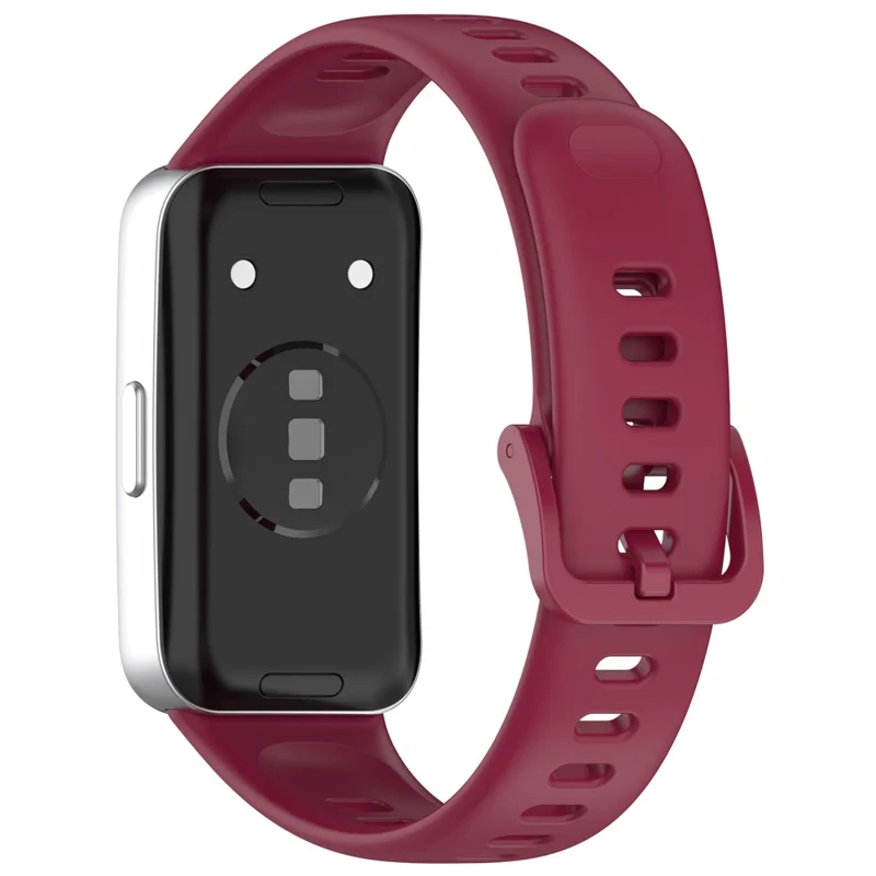 Silicone Watch Strap for Huawei Band 9 NFC  /  9  /  8 NFC  /  8 Adjustable Replacement Wrist Band - Wine Red