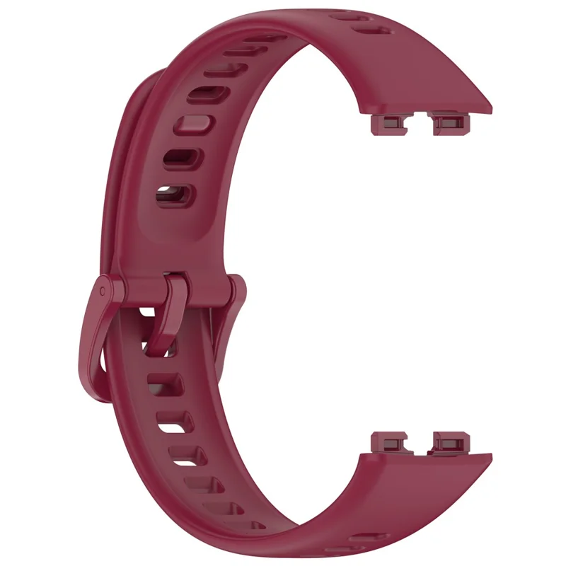 Silicone Watch Strap for Huawei Band 9 NFC  /  9  /  8 NFC  /  8 Adjustable Replacement Wrist Band - Wine Red
