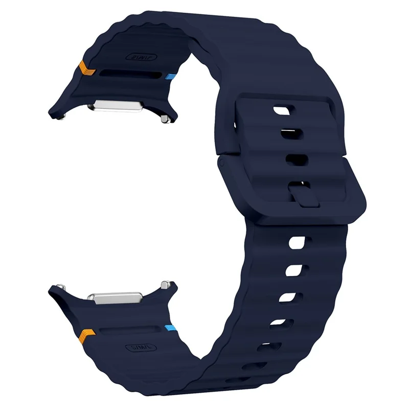 For Samsung Galaxy Watch Ultra 47mm Silicone Watch Strap Wave Stitching Wrist Band - Midnight Blue
