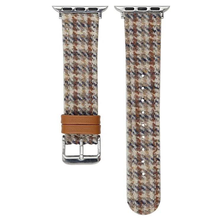 Correa de reloj para Apple Watch Series 10 Ultra 9 8 7 SE 6 5 4 3 2 1 de 46 mm, 49 mm, 45 mm, 44 mm, 42 mm, correa de lana y cuero vintage - Avena