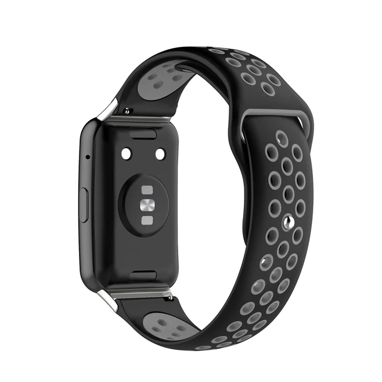 Banda deportiva de silicona de dos colores como repuesto para la muñeca del reloj Huawei Watch Fit TIA-B09 - Negro/Gris