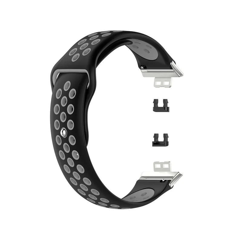 Banda deportiva de silicona de dos colores como repuesto para la muñeca del reloj Huawei Watch Fit TIA-B09 - Negro/Gris
