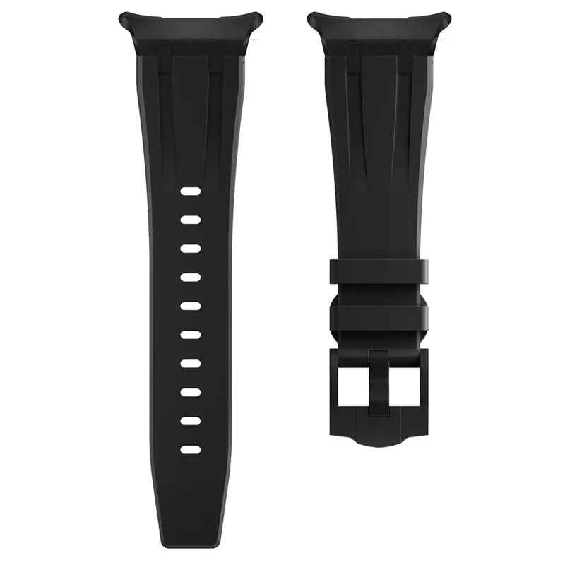 Para Samsung Galaxy Watch Ultra 47mm Pulseira de Relógio de Silicone Ajustável com Fivela Preta - Preto+Preto