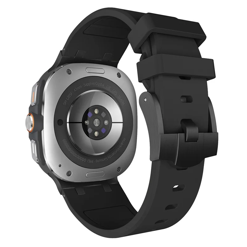 Para Samsung Galaxy Watch Ultra 47mm Pulseira de Relógio de Silicone Ajustável com Fivela Preta - Preto+Preto