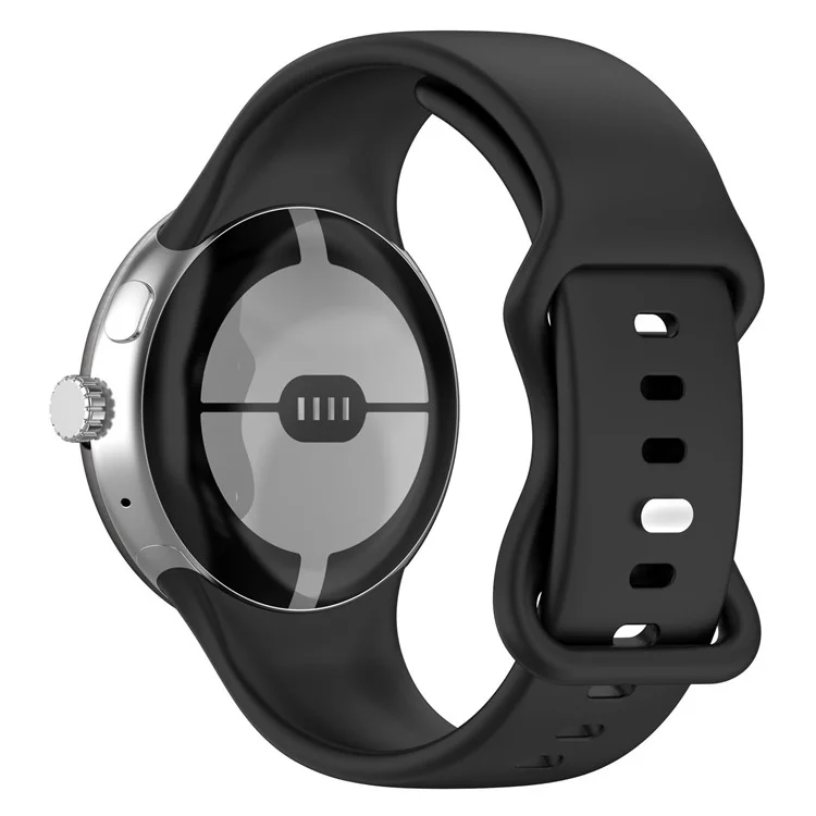 For Google Pixel Watch 3 45mm Silicone Watch Band Adjustable Strap Replacement Wristband - Black