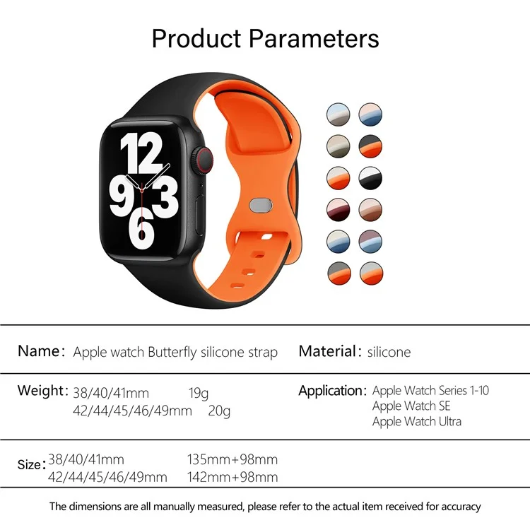 Pulseira de relógio de silicone KALEBOL para Apple Watch Series 10 9 8 7 SE 6 5 4 3 2 1 42mm 41mm 40mm 38mm - Fivela borboleta - Rosa + Vermelho vinho