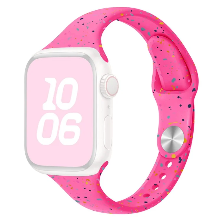 Pulseira de silicone KALEBOL para Apple Watch Series 10 9 8 7 SE 6 5 4 3 2 1 42mm 41mm 40mm 38mm, com flocos coloridos - Rosa quente