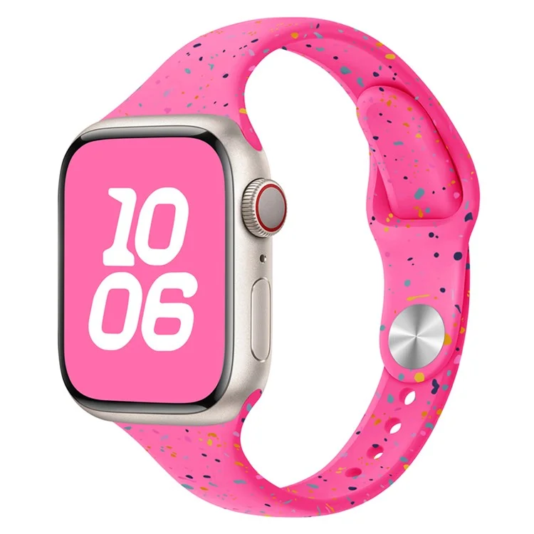 Pulseira de silicone KALEBOL para Apple Watch Series 10 9 8 7 SE 6 5 4 3 2 1 42mm 41mm 40mm 38mm, com flocos coloridos - Rosa quente