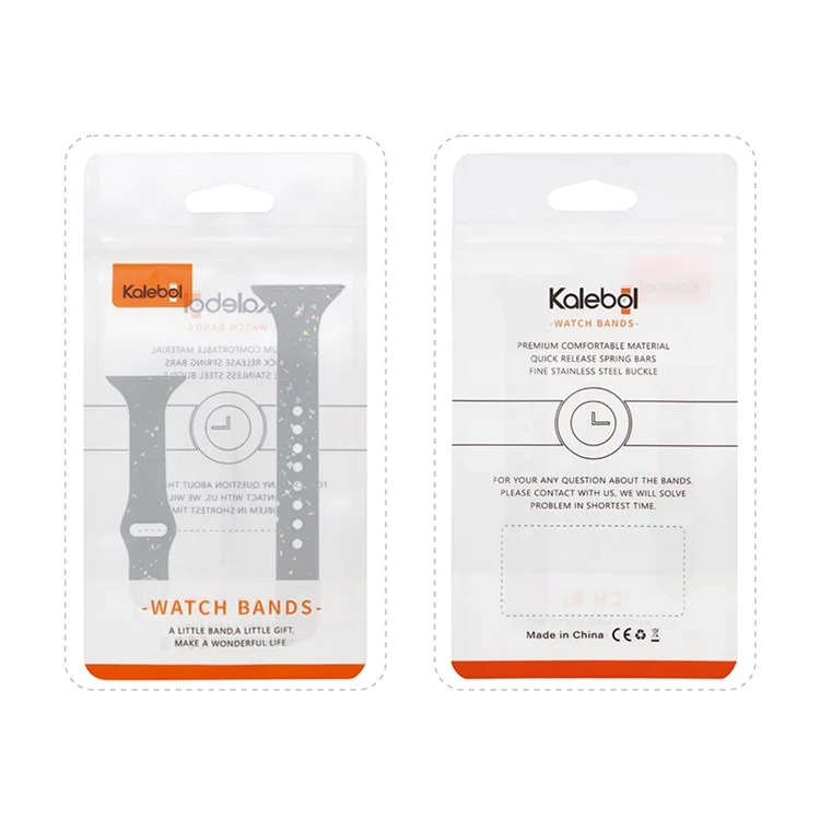 Pulseira de silicone KALEBOL para Apple Watch Series 10 9 8 7 SE 6 5 4 3 2 1 42mm 41mm 40mm 38mm, com flocos coloridos - Rosa quente