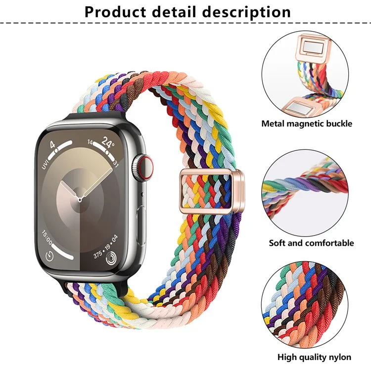 Cinturino per orologio intrecciato KALEBOL per Apple Watch Series 10 Ultra 9 8 7 SE 6 5 4 3 2 1 46mm 49mm 45mm 44mm - Arcobaleno ufficiale