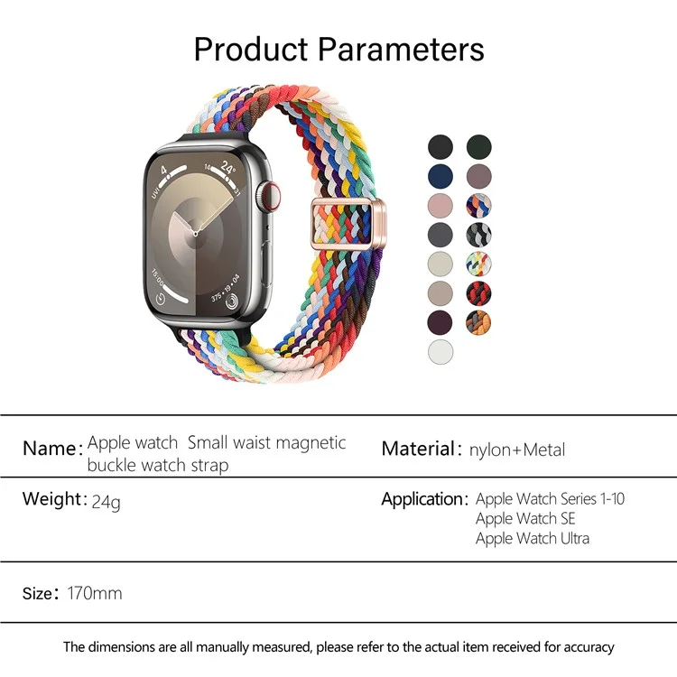 Cinturino per orologio intrecciato KALEBOL per Apple Watch Series 10 Ultra 9 8 7 SE 6 5 4 3 2 1 46mm 49mm 45mm 44mm - Arcobaleno ufficiale