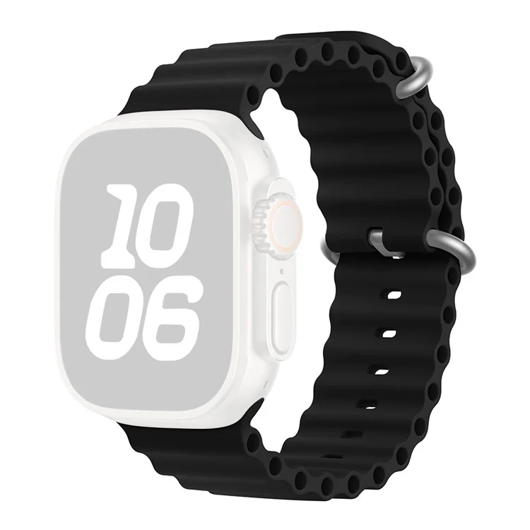 Cinturino in silicone per Apple Watch Series 10 9 8 7 SE 6 5 4 3 2 1 da 42 mm, 41 mm, 40 mm, 38 mm KALEBOL Ocean - Nero