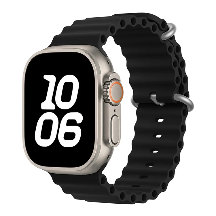 Cinturino in silicone per Apple Watch Series 10 9 8 7 SE 6 5 4 3 2 1 da 42 mm, 41 mm, 40 mm, 38 mm KALEBOL Ocean - Nero