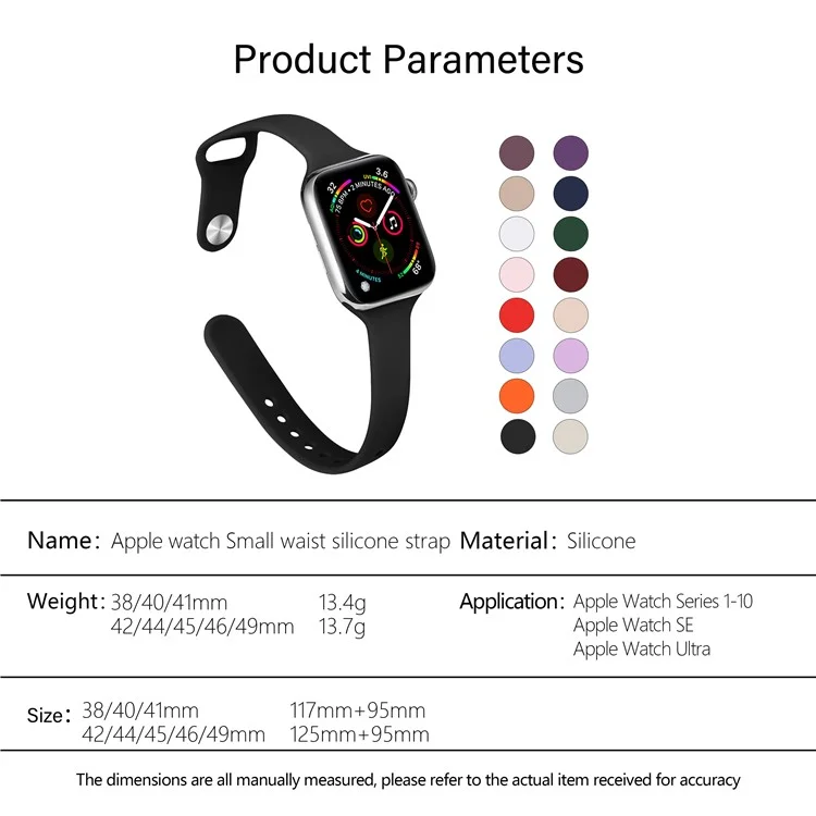 Cinturino in silicone KALEBOL per Apple Watch Serie 10 9 8 7 SE 6 5 4 3 2 1 da 42 mm, 41 mm, 40 mm, 38 mm - Nero