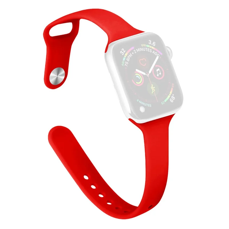 KALEBOL Silicone Watch Band for Apple Watch Ultra 3 2 1 49mm / Series 11 10 46mm / 9 8 7 45mm / SE3 SE2 SE 6 5 4 44mm / 3 2 1 42mm Replacement Strap - Red