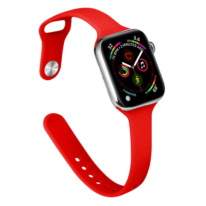 KALEBOL Silicone Watch Band for Apple Watch Ultra 3 2 1 49mm / Series 11 10 46mm / 9 8 7 45mm / SE3 SE2 SE 6 5 4 44mm / 3 2 1 42mm Replacement Strap - Red