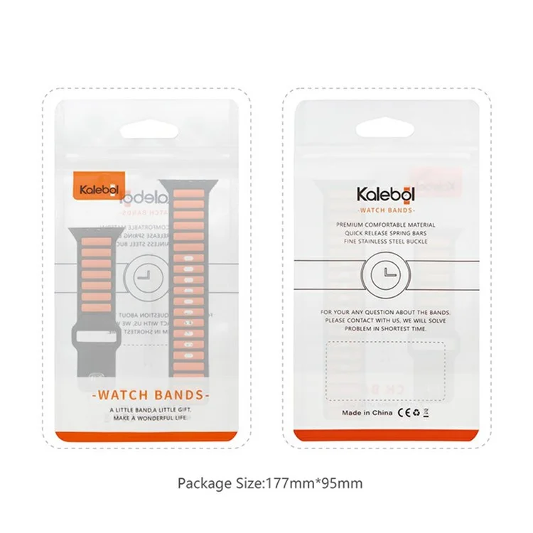 KALEBOL Silicone Watch Strap for Apple Watch Series 10 9 8 7 SE 6 5 4 3 2 1 42mm 41mm 40mm 38mm Dual Color Strap - Orange+Black