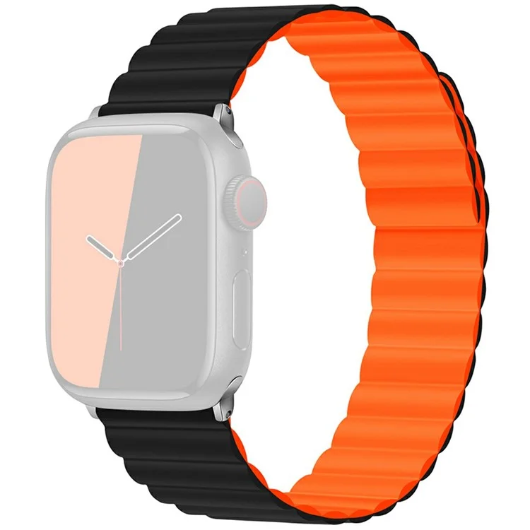 Pulseira magnética KALEBOL para Apple Watch Series 10 Ultra 9 8 7 SE 6 5 4 3 2 1 46mm 49mm 45mm 44mm 42mm - Preta Laranja