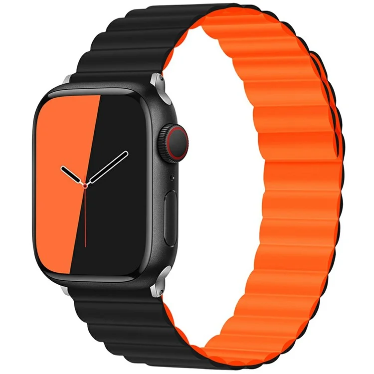 Pulseira magnética KALEBOL para Apple Watch Series 10 Ultra 9 8 7 SE 6 5 4 3 2 1 46mm 49mm 45mm 44mm 42mm - Preta Laranja