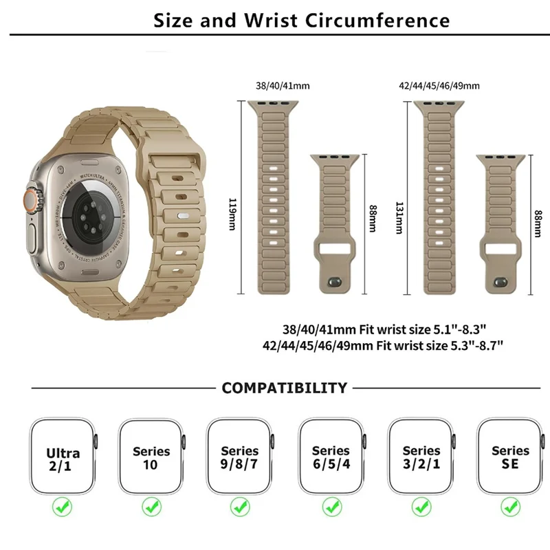 KALEBOL Watch Strap for Apple Watch Series 11 10 42mm / 9 8 7 41mm / SE3 SE2 SE 6 5 4 40mm / 3 2 1 38mm Three Bead Silicone Band - Light Purple