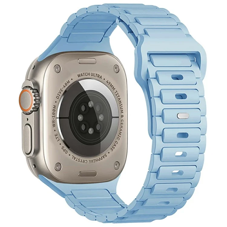 KALEBOL Watch Strap for Apple Watch Series 10 Ultra 9 8 7 SE 6 5 4 3 2 1 46mm 49mm 45mm 44mm 42mm Three Bead Silicone Band - Baby Blue