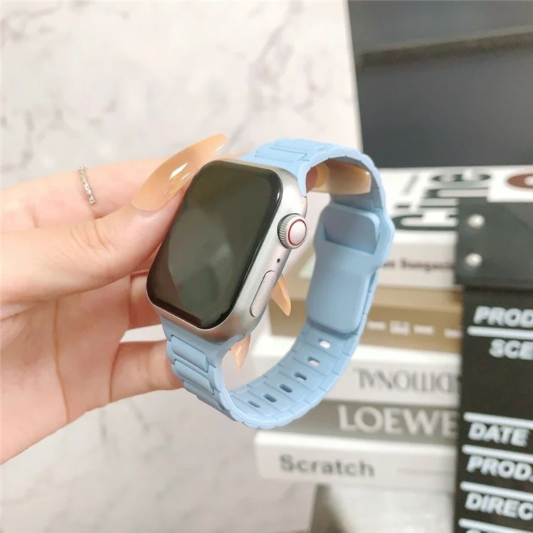 KALEBOL Watch Strap for Apple Watch Series 10 Ultra 9 8 7 SE 6 5 4 3 2 1 46mm 49mm 45mm 44mm 42mm Three Bead Silicone Band - Baby Blue