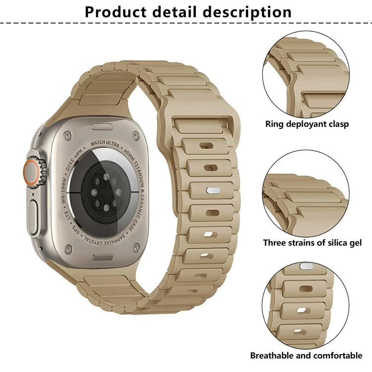 KALEBOL Watch Strap for Apple Watch Series 10 Ultra 9 8 7 SE 6 5 4 3 2 1 46mm 49mm 45mm 44mm 42mm Three Bead Silicone Band - Baby Blue