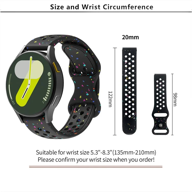 KALEBOL 20mm Silicone Strap for Samsung Galaxy Watch6 / 5 Pro / 5 / GarminActive 5 Butterfly Clasp Watch Band - Black