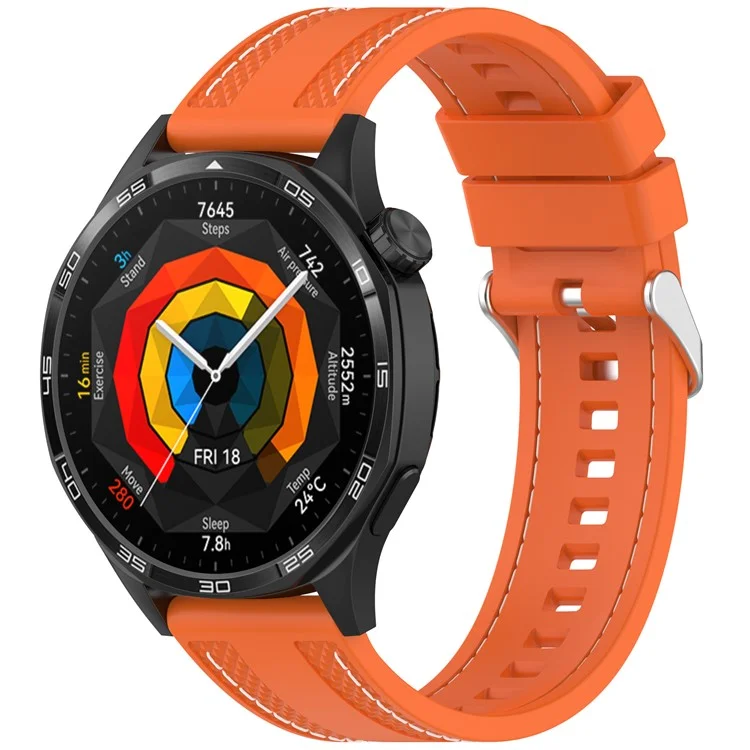 Für Huawei Watch GT 5 46mm / GT 4 46mm Silikonarmband mit genähtem Design, 22mm Breite - Orange