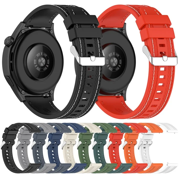Für Huawei Watch GT 5 46mm / GT 4 46mm Silikonarmband mit genähtem Design, 22mm Breite - Orange