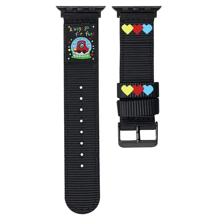 Холщовый ремешок для Apple Watch Series 10 9 8 7 SE 6 5 4 3 2 1 42 мм 41 мм 40 мм 38 мм - Черный