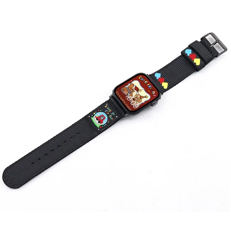 Холщовый ремешок для Apple Watch Series 10 9 8 7 SE 6 5 4 3 2 1 42 мм 41 мм 40 мм 38 мм - Черный