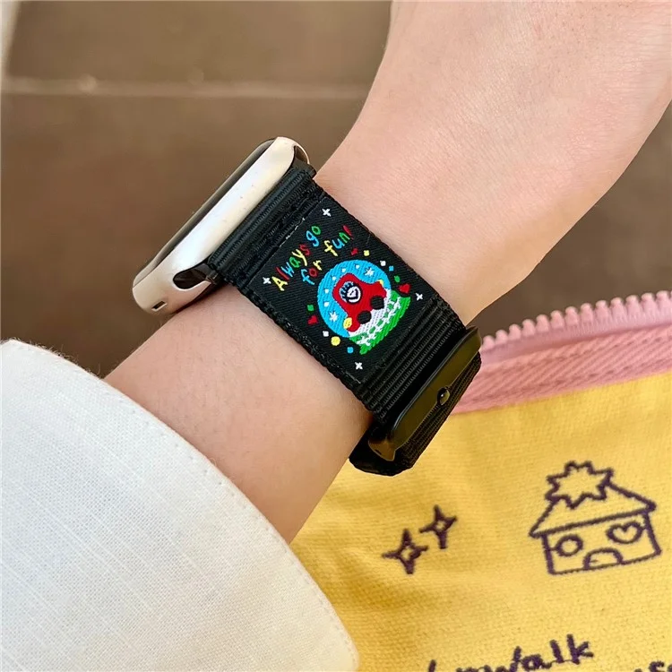 Холщовый ремешок для Apple Watch Series 10 9 8 7 SE 6 5 4 3 2 1 42 мм 41 мм 40 мм 38 мм - Черный
