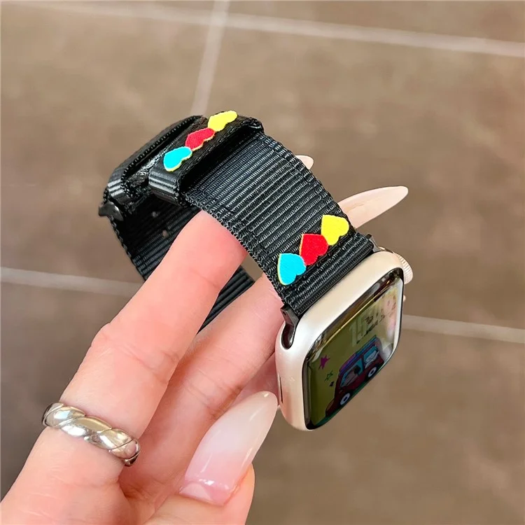 Холщовый ремешок для Apple Watch Series 10 9 8 7 SE 6 5 4 3 2 1 42 мм 41 мм 40 мм 38 мм - Черный