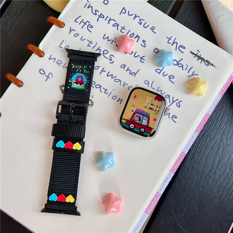 Холщовый ремешок для Apple Watch Series 10 9 8 7 SE 6 5 4 3 2 1 42 мм 41 мм 40 мм 38 мм - Черный