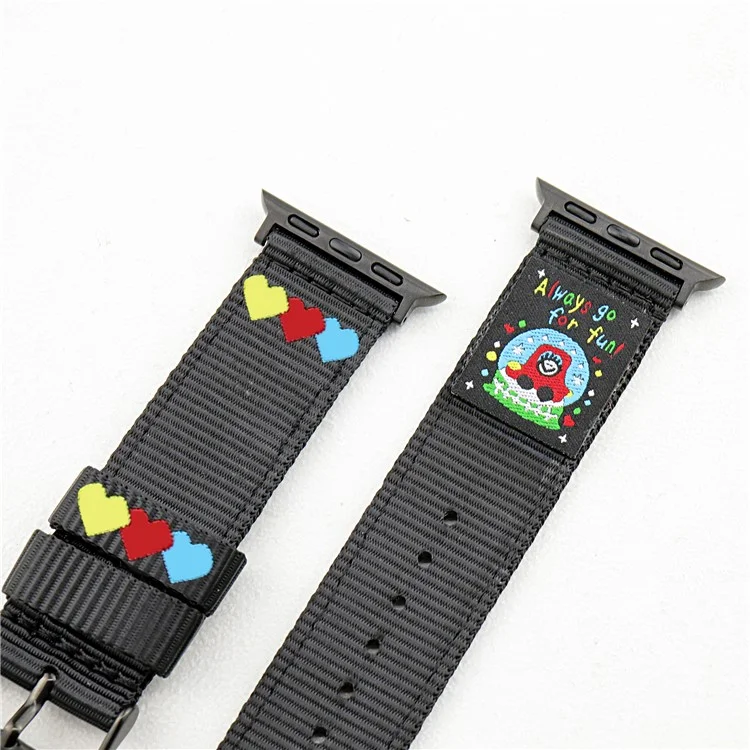 Холщовый ремешок для Apple Watch Series 10 9 8 7 SE 6 5 4 3 2 1 42 мм 41 мм 40 мм 38 мм - Черный