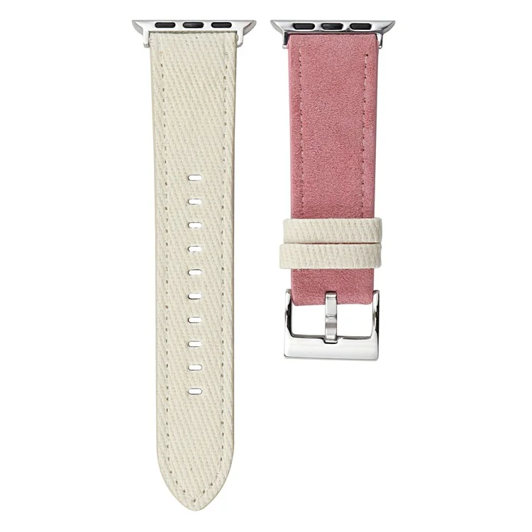 Bracelet de montre bicolore pour Apple Watch Séries 10 Ultra 9 8 7 SE 6 5 4 3 2 1 46mm 49mm 45mm 44mm 42mm - Blanc + Rose